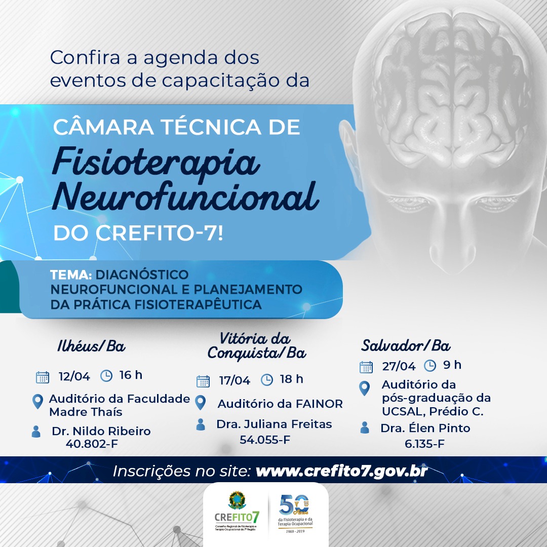 Participe dos eventos de capacitação da Câmara Técnica de Fisioterapia Neurofuncional!