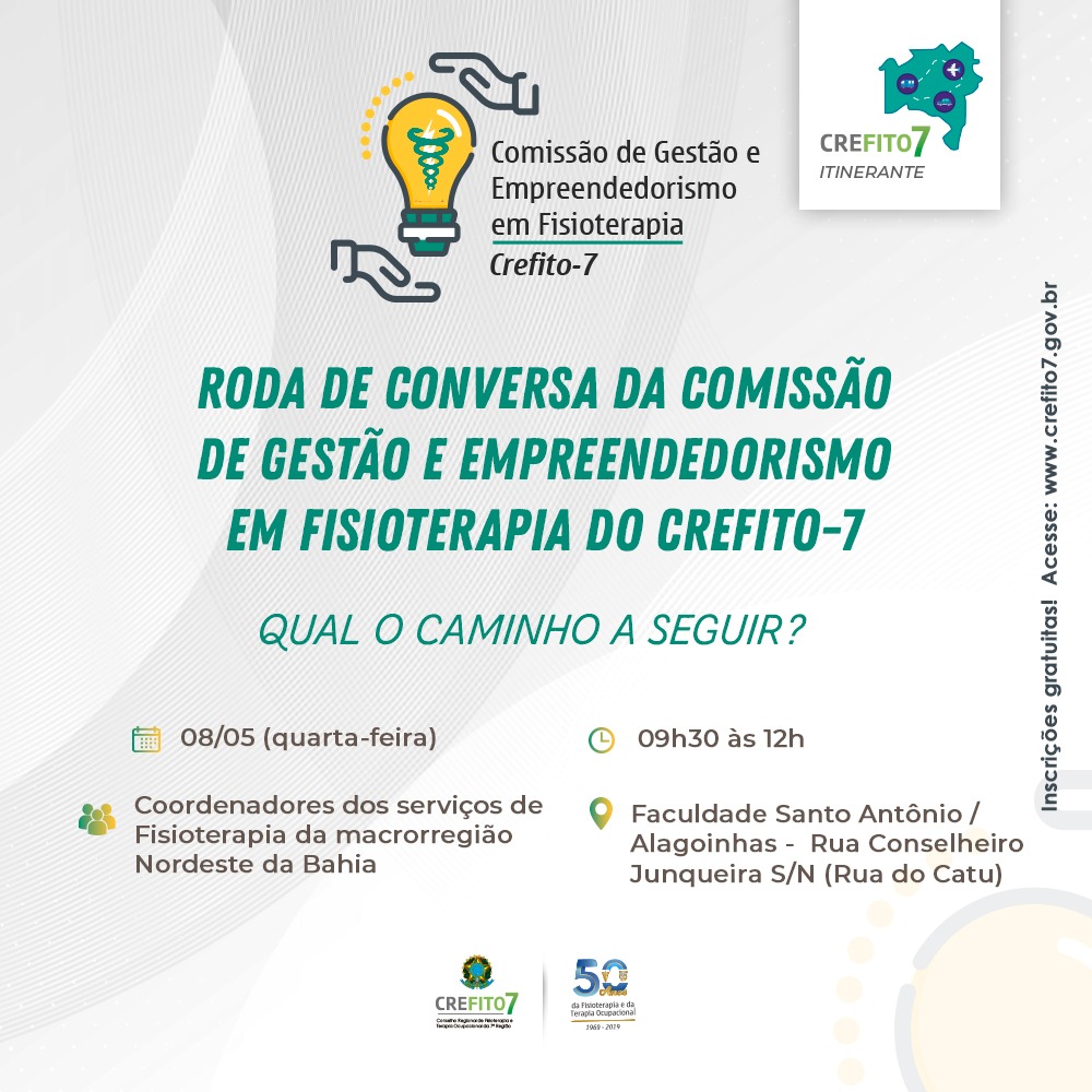 Comissão de Gestão e Empreendedorismo em Fisioterapia promoverá Roda de Conversa em Alagoinhas!