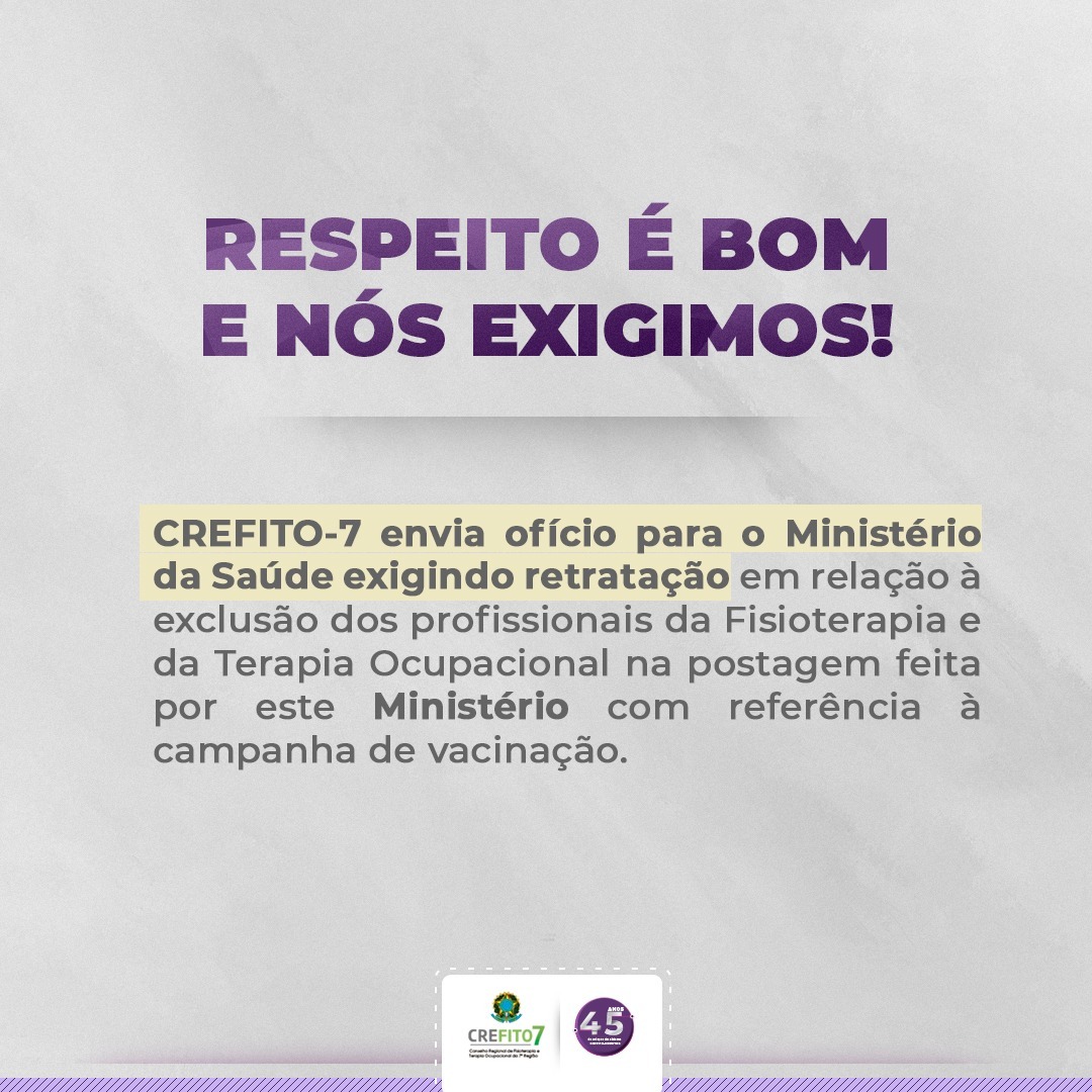 CREFITO-7 exige retratação do Ministério da Saúde