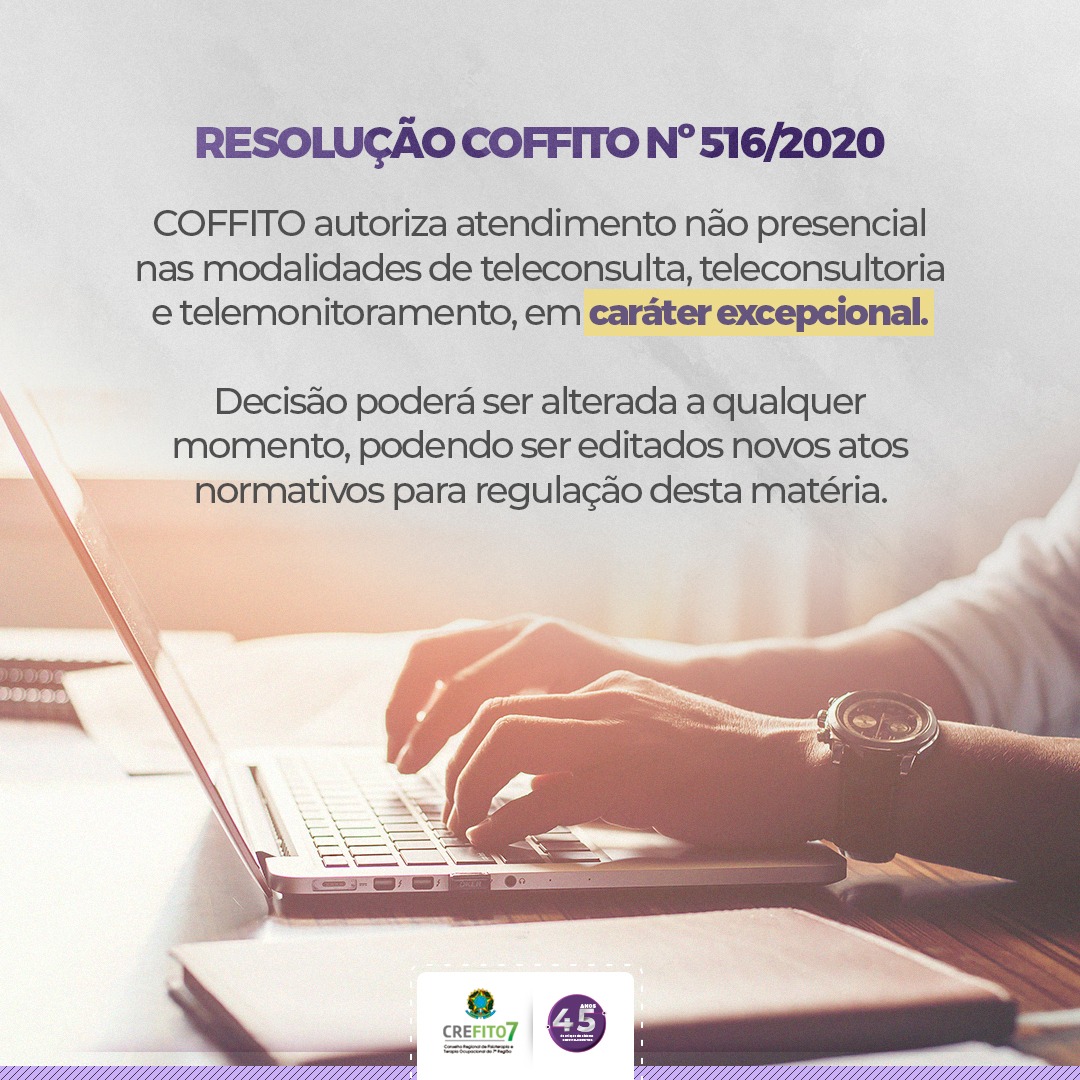 COFFITO publica Resolução que trata de atendimento não presencial