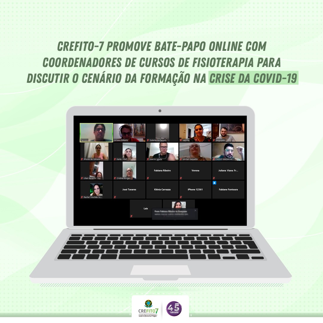 CREFITO-7 promove bate-papo online com coordenadores de cursos de Fisioterapia