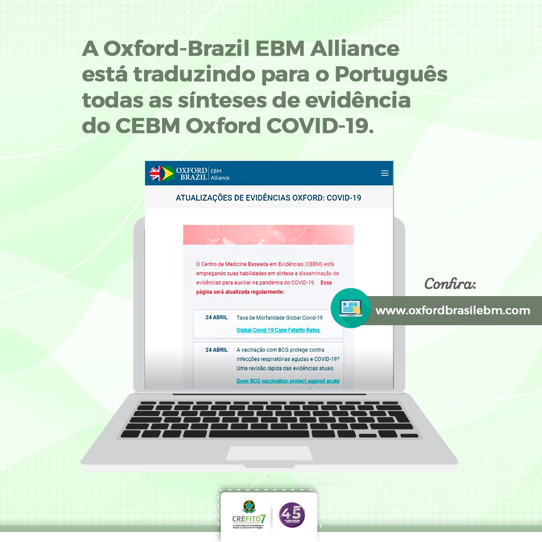 COVID-19. Oxford-Brazil EBM Alliance está traduzindo para o Português todas as sínteses de evidência do CEBM