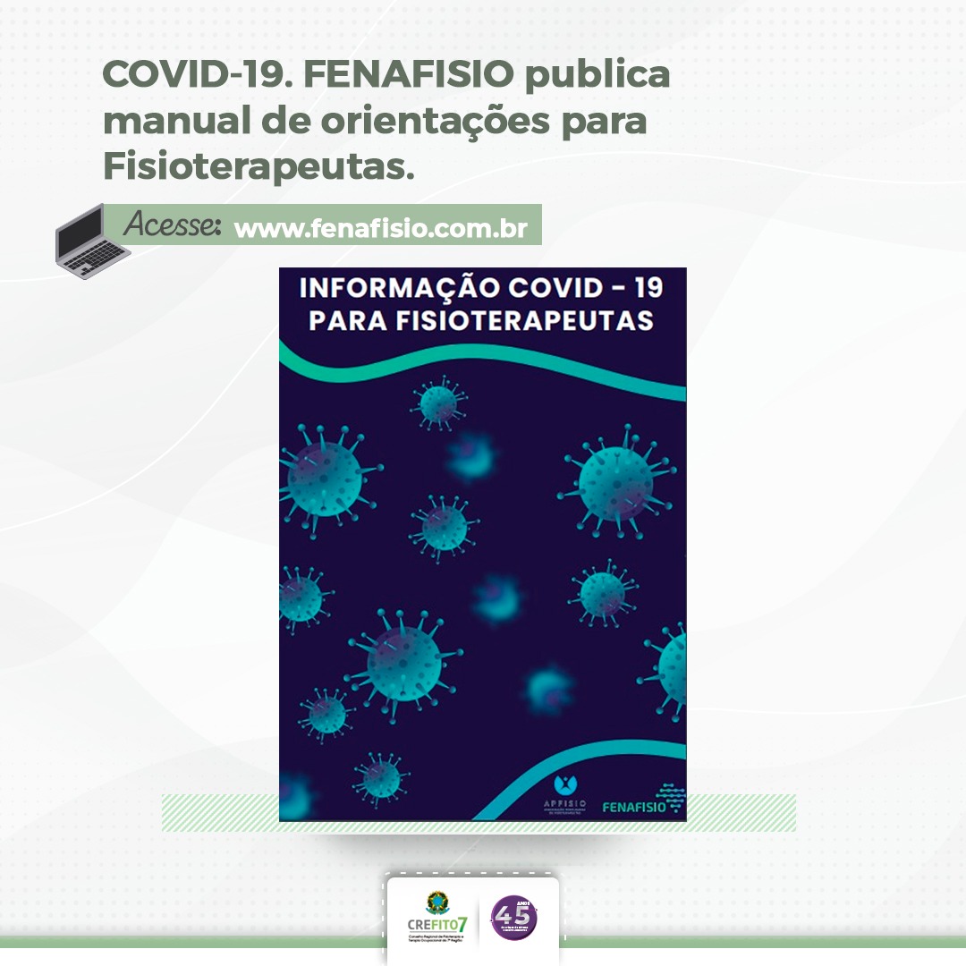 Novo Coronavírus. FENAFISIO publica orientações para fisioterapeutas