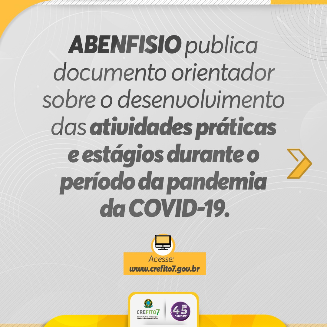 ABENFISIO publica documento orientador sobre o desenvolvimento das atividades práticas e estágios durante a pandemia
