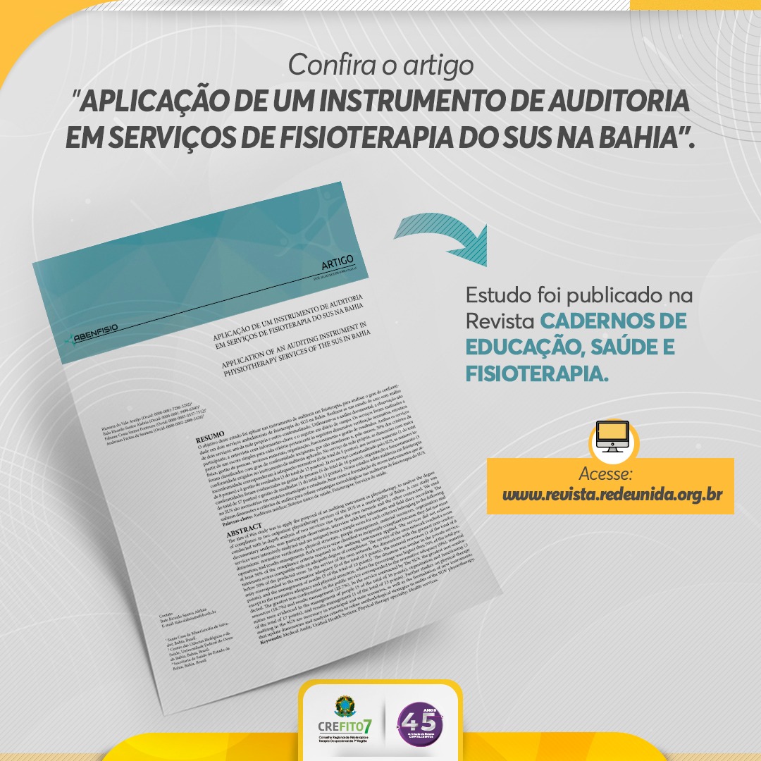 Artigo: Aplicação de um instrumento de auditoria em serviços de Fisioterapia do SUS na Bahia