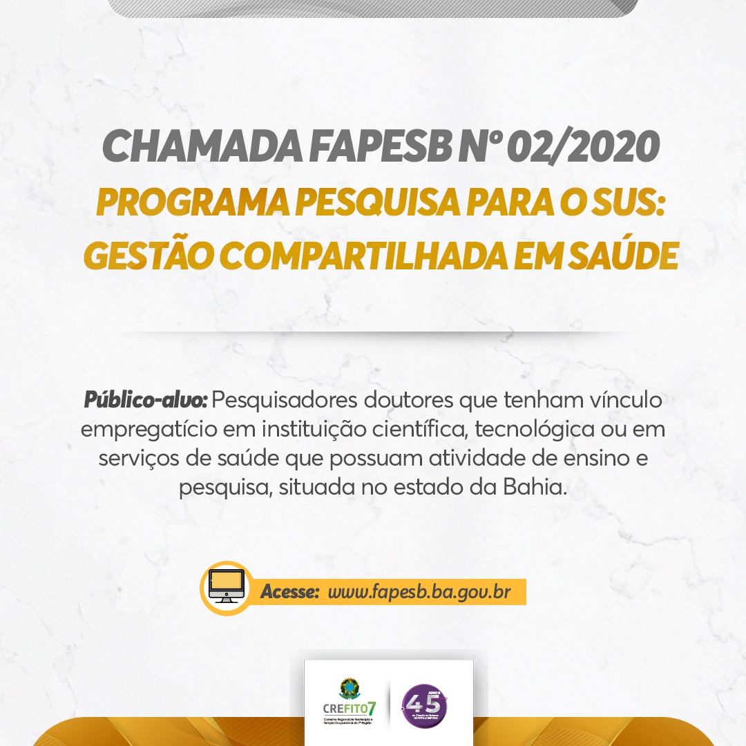 FAPESB - Chamada Pública nº 02/2020