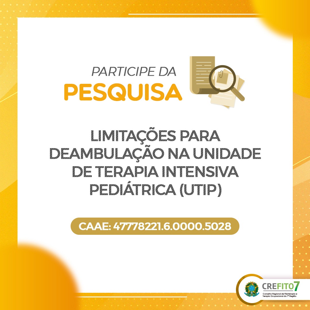 Read more about the article Pesquisa: Limitações para Deambulação na Unidade de Terapia Intensiva Pediátrica (UTIP)
