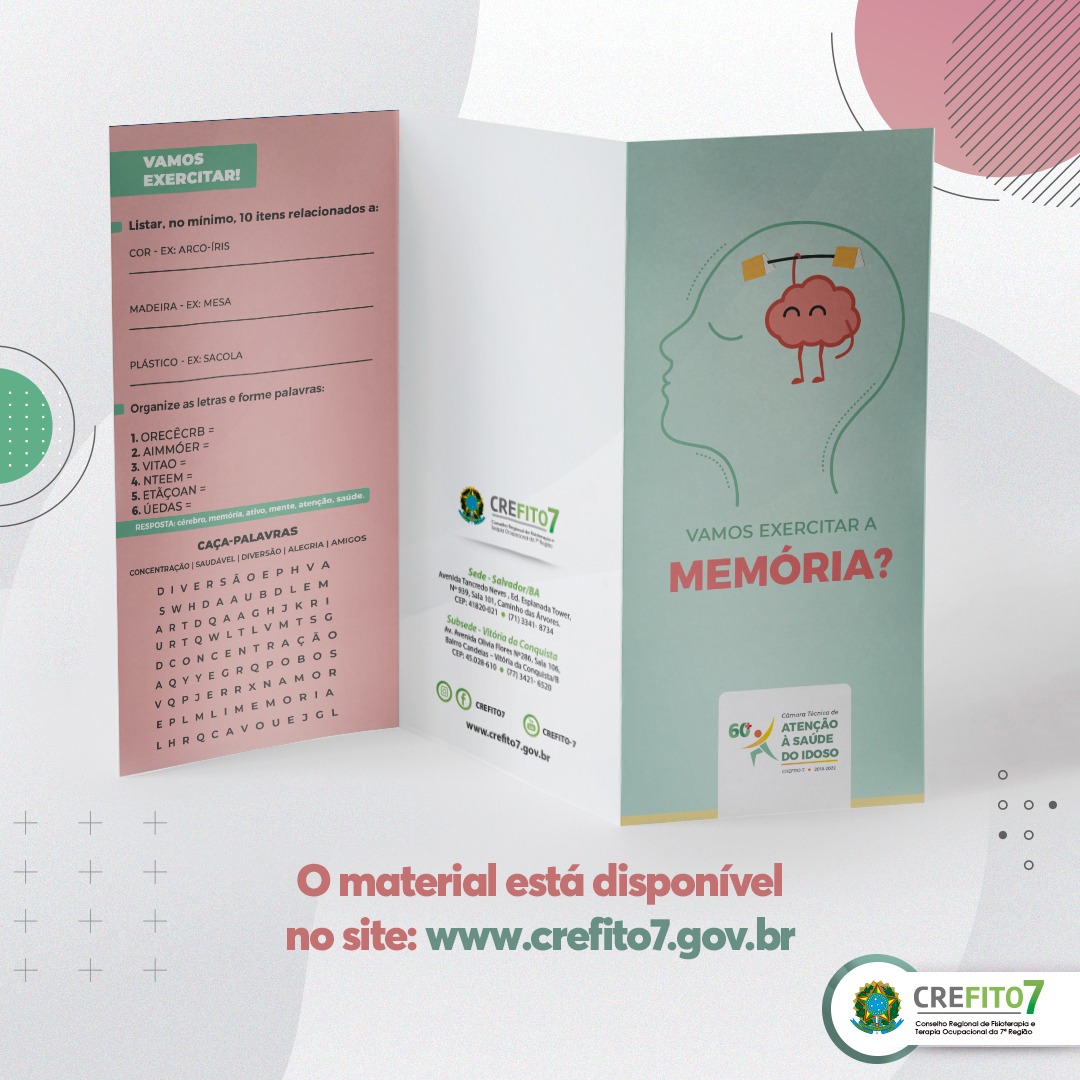 Read more about the article Vamos exercitar a memória? Confira o folder elaborado pela Câmara Técnica de Atenção à Saúde do Idoso!