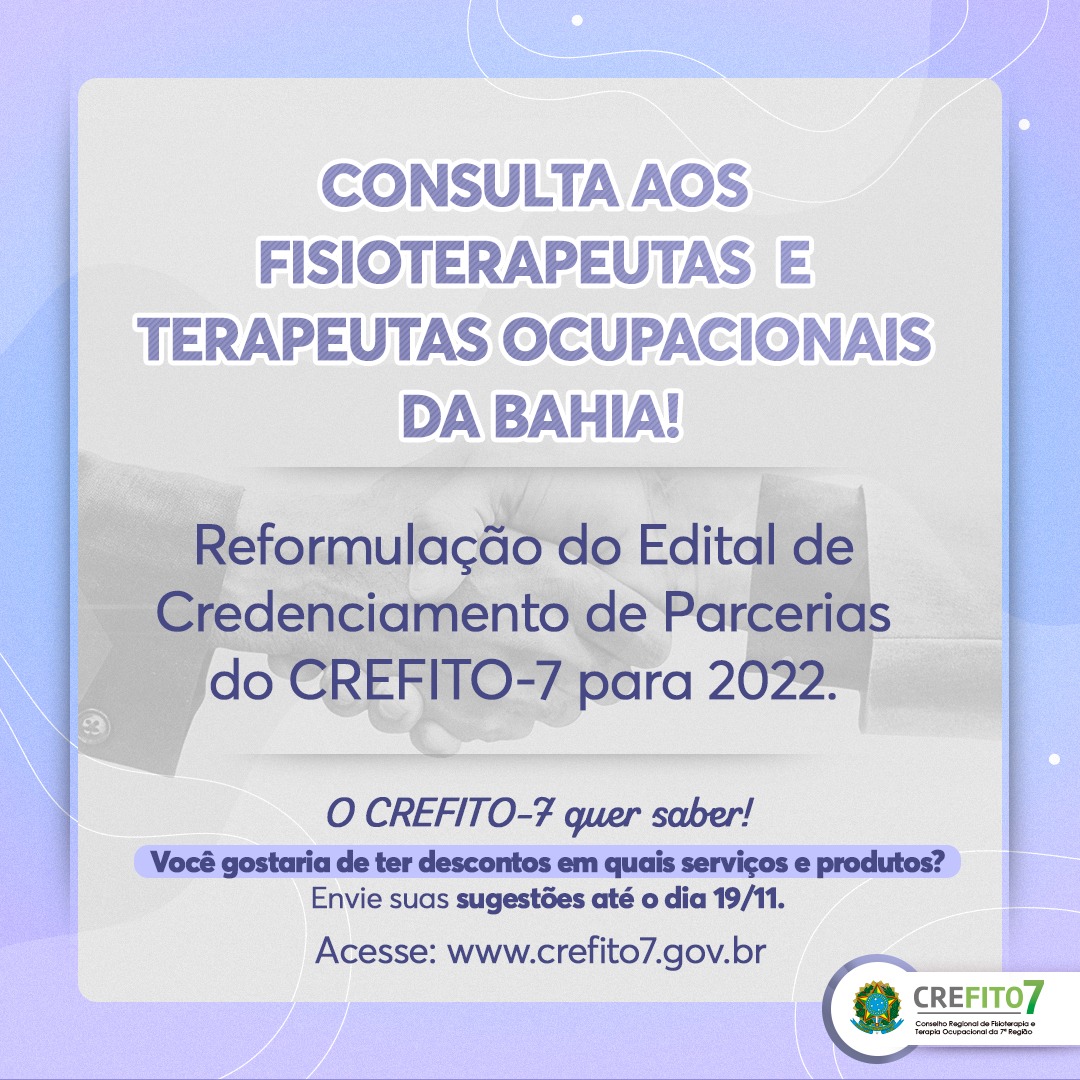 Consulta aos fisioterapeutas e terapeutas ocupacionais da Bahia