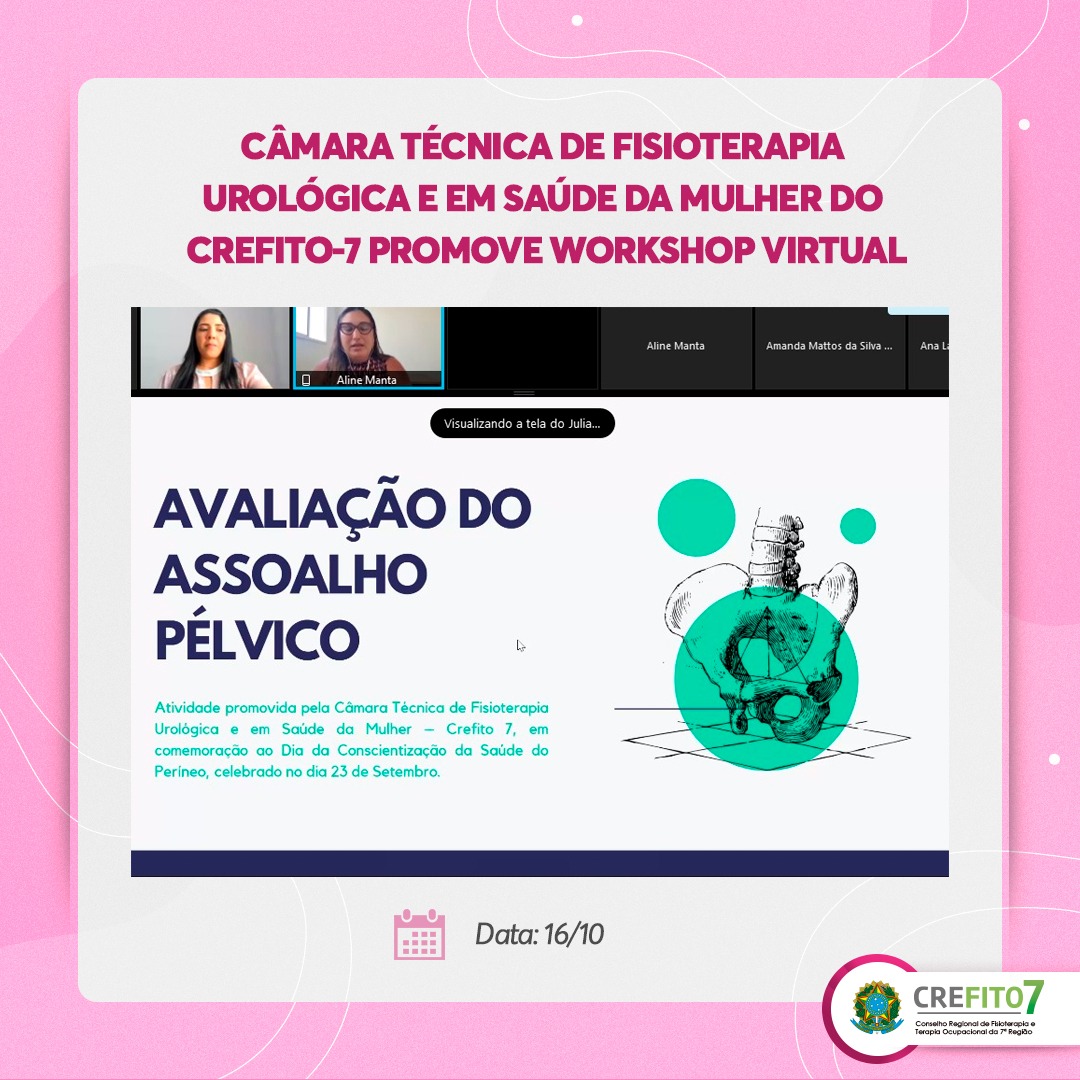 Read more about the article Câmara Técnica de Fisioterapia Urológica e em Saúde da Mulher promove Workshop “Avaliação do Assoalho Pélvico”