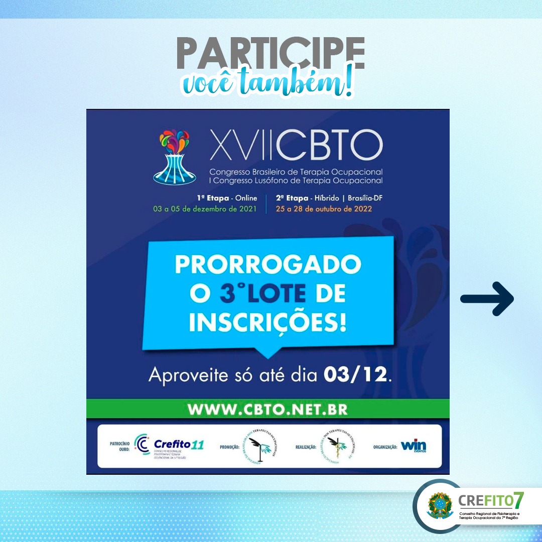 Read more about the article XVII Congresso Brasileiro de Terapia Ocupacional (CBTO)
