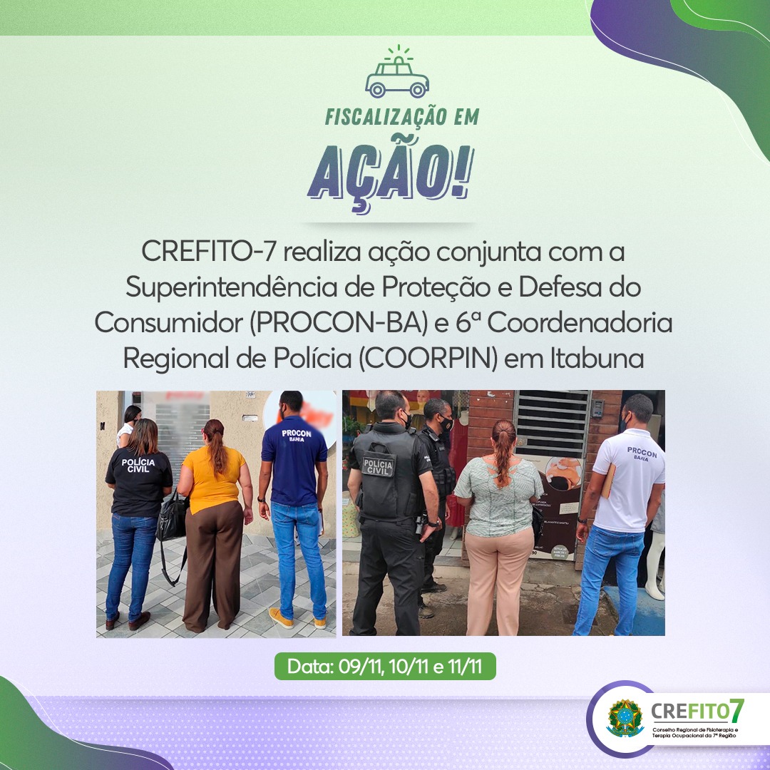 Read more about the article CREFITO-7 realiza ação conjunta com PROCON-BA e COORPIN
