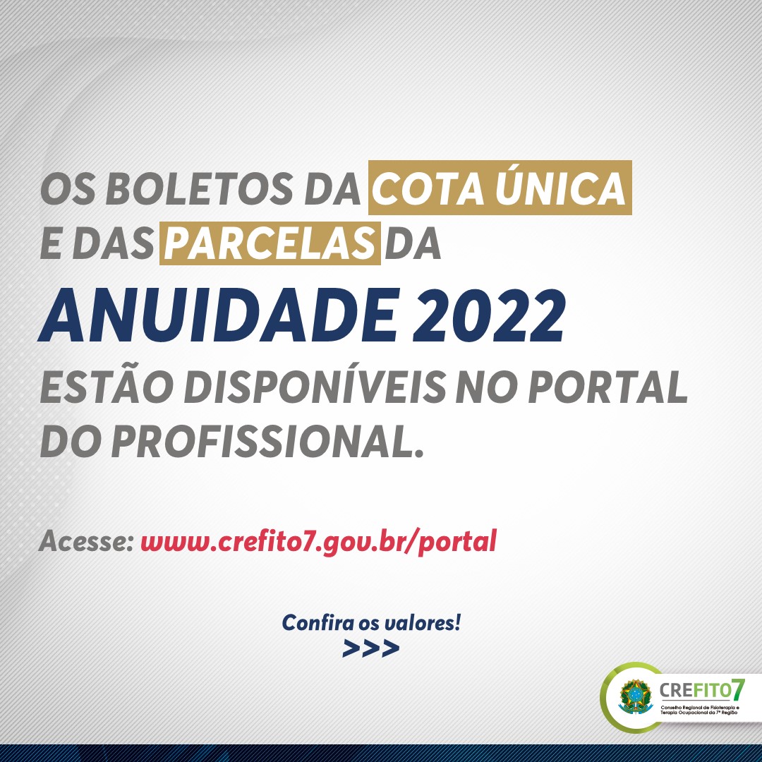 Read more about the article Os boletos da anuidade 2022 estão disponíveis no Portal do Profissional!