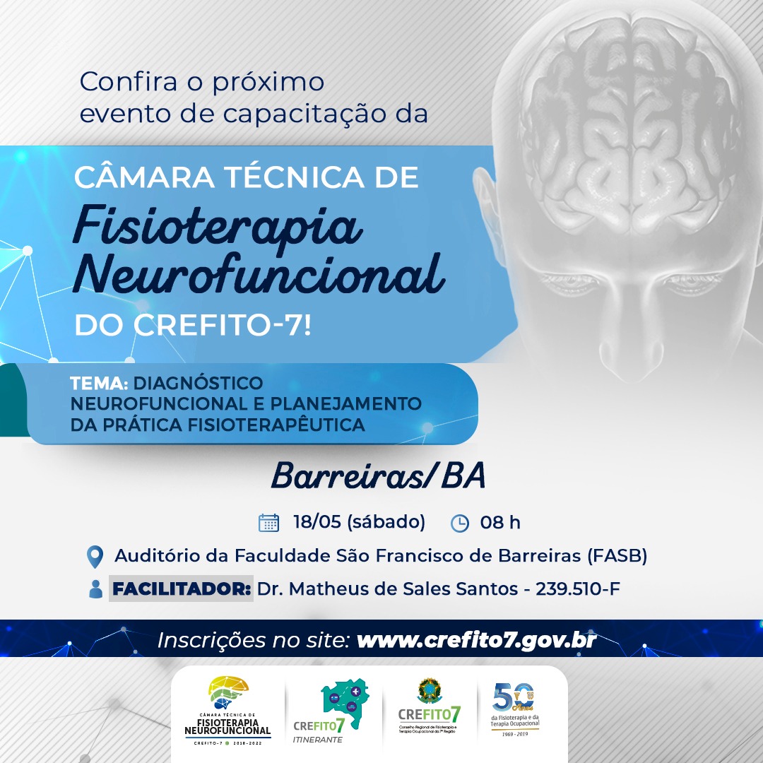 Câmara Técnica de Fisioterapia Neurofuncional realizará capacitação técnica no município de Barreiras