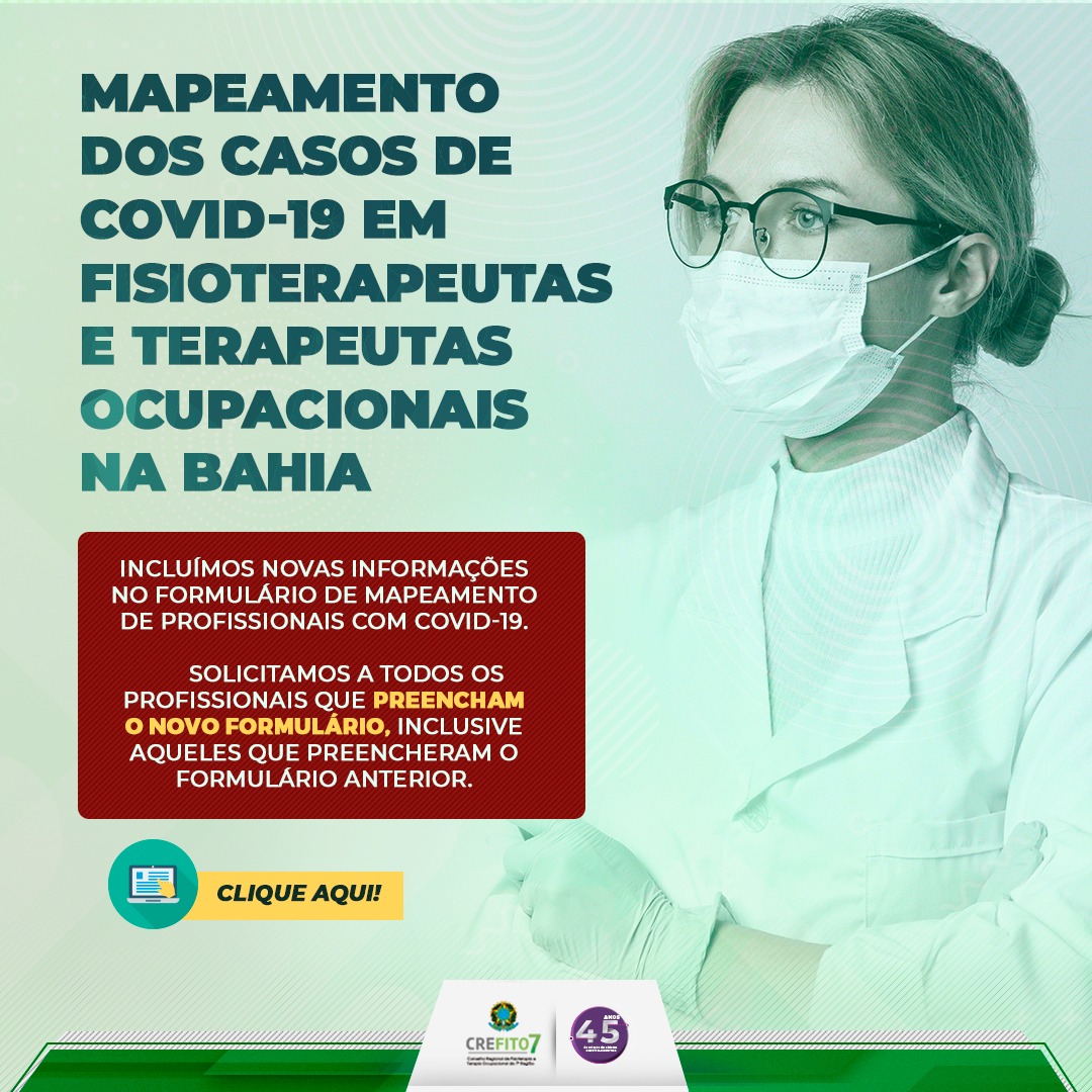 Read more about the article Mapeamento dos casos de COVID-19 em fisioterapeutas e terapeutas ocupacionais na Bahia