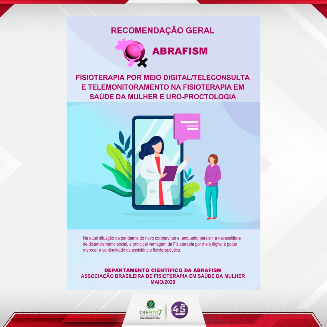 ABRAFISM publica recomendações sobre Fisioterapia por meio digital/teleconsulta e telemonitoramento