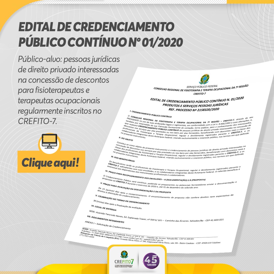 Read more about the article Edital de Credenciamento Público Contínuo nº 01/2020