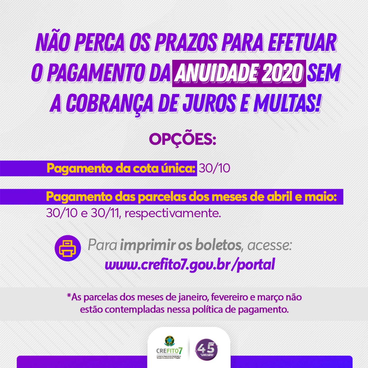 Read more about the article Pagamento da anuidade 2020