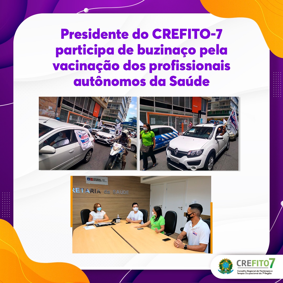 Presidente do CREFITO-7 participa de buzinaço pela vacinação
