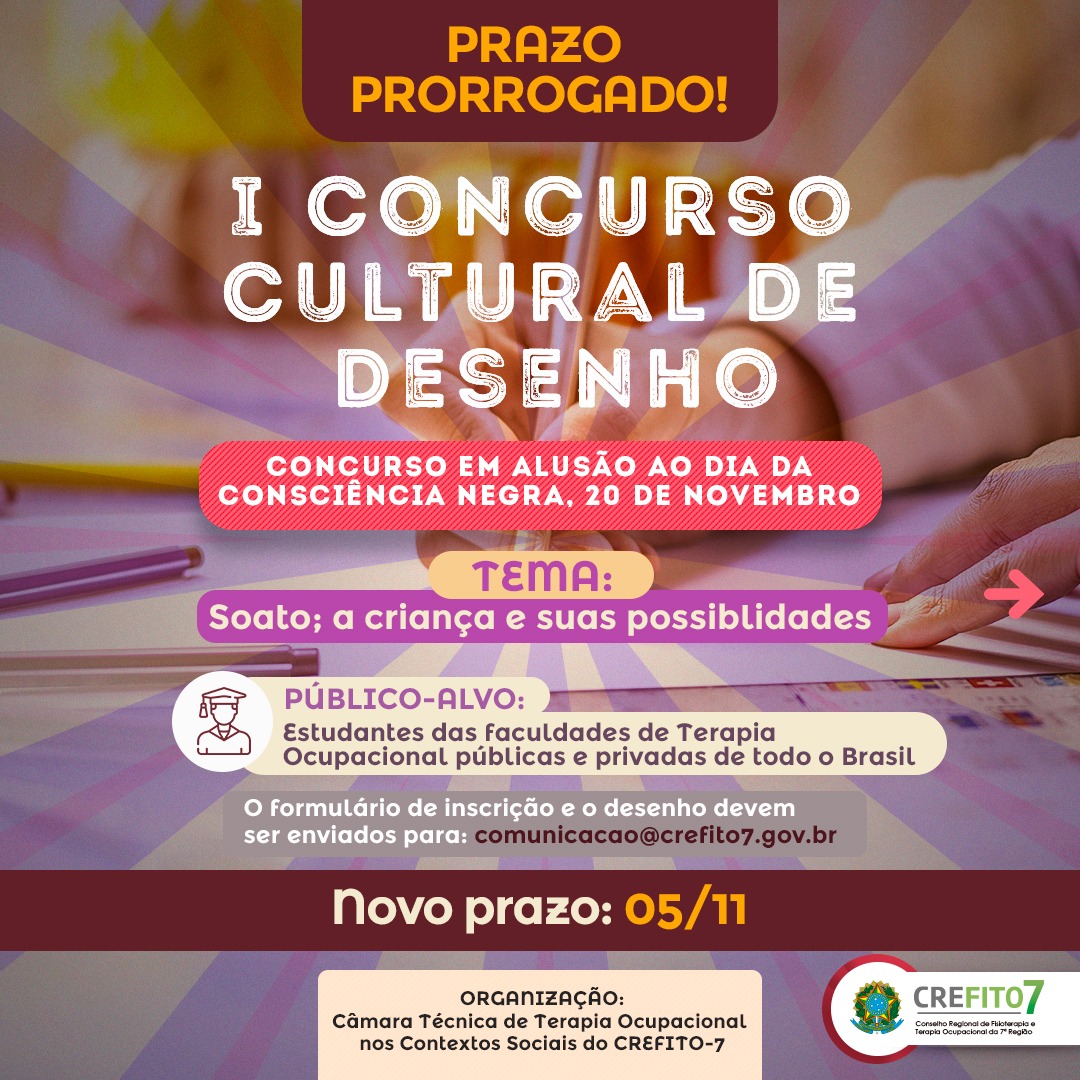 Prorrogado o prazo para participar do I Concurso Cultural de Desenho!