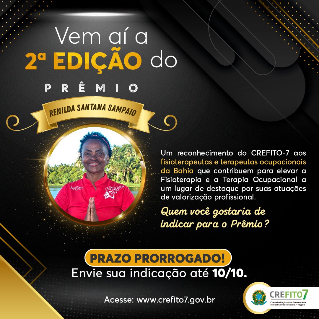 Prêmio Renilda Santana Sampaio - Prazo prorrogado!