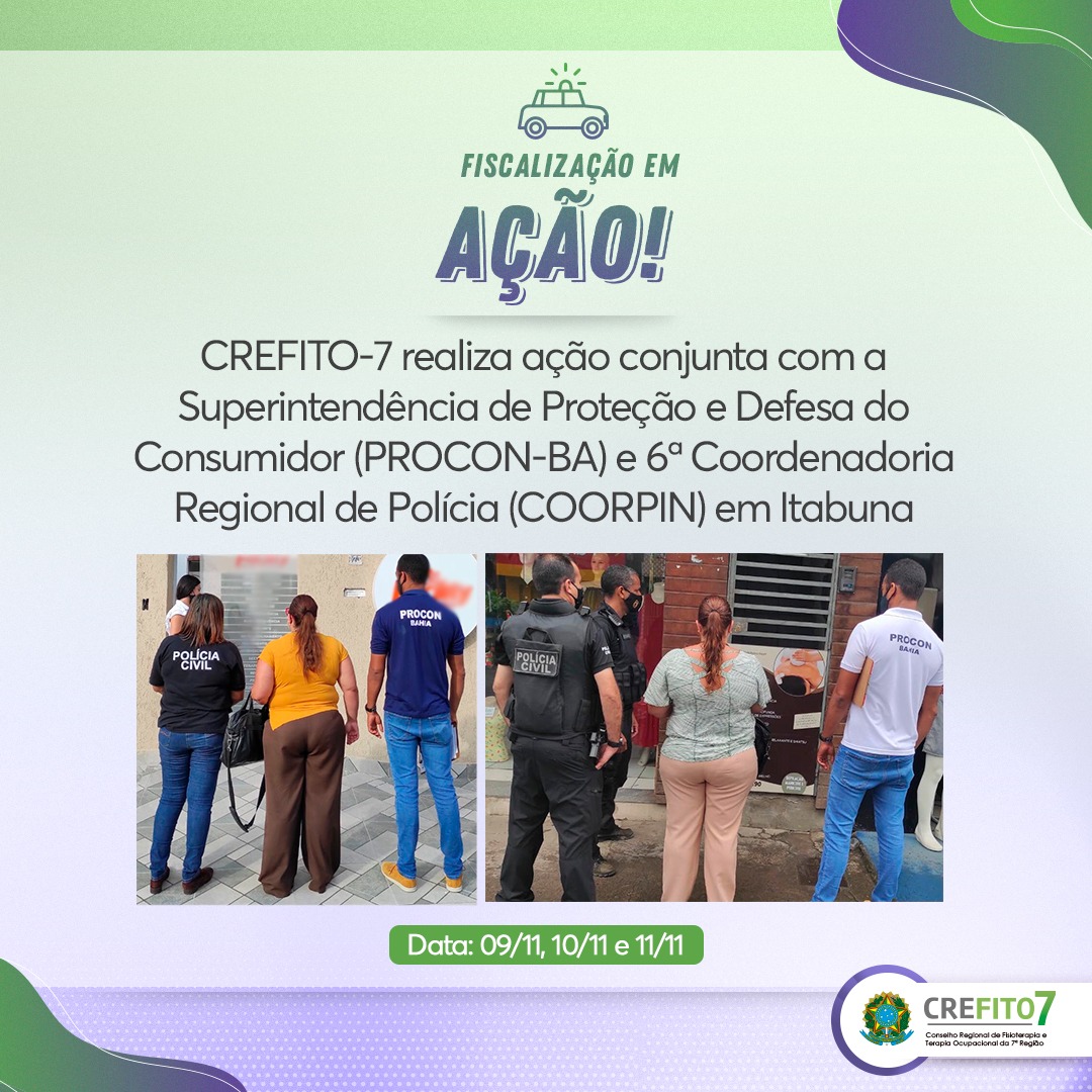 CREFITO-7 realiza ação conjunta com PROCON-BA e COORPIN