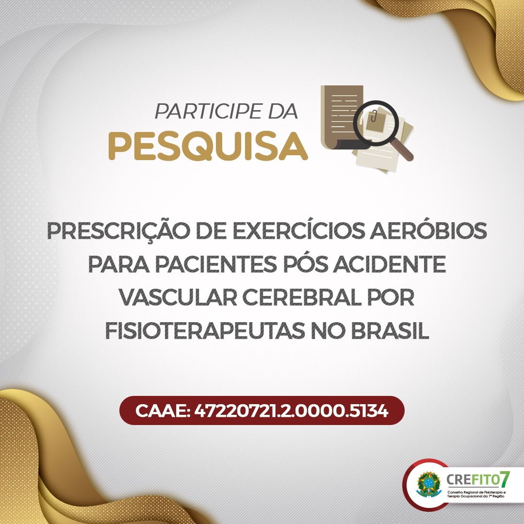 Participe da Pesquisa: Prescrição de exercícios aeróbios para pacientes pós acidente vascular cerebral por fisioterapeutas no Brasil