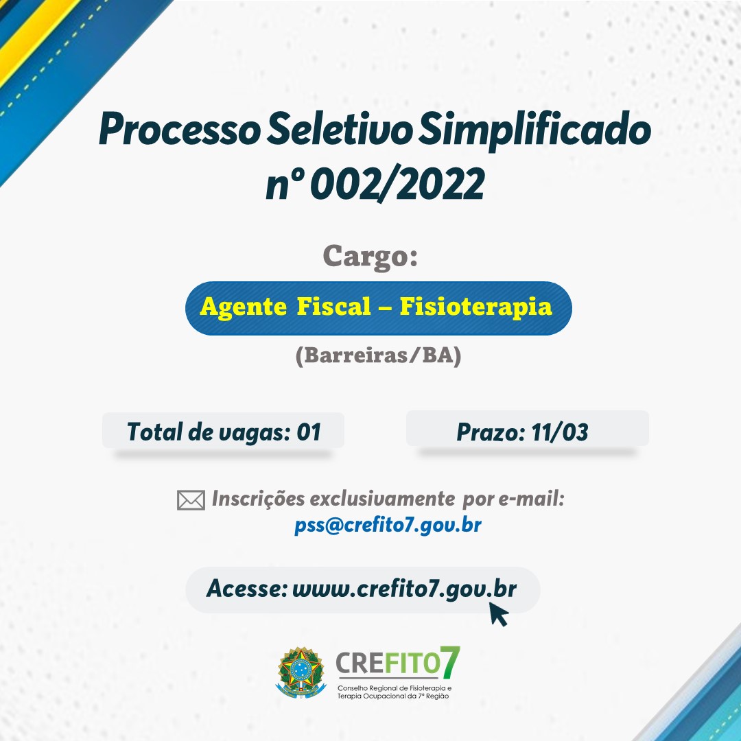 Processo Seletivo Simplificado nº 002/2022 - Inscrições abertas!