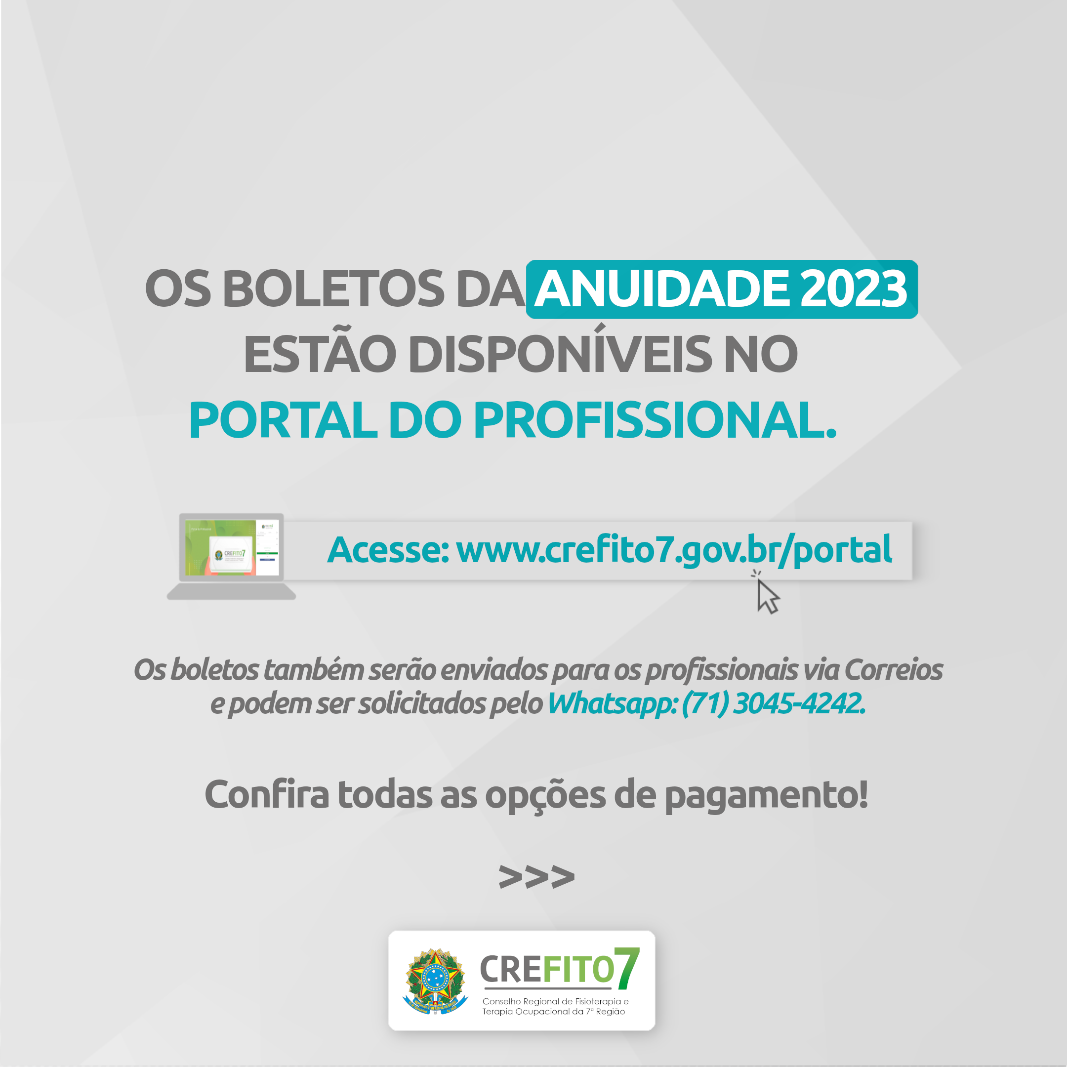 ANUIDADE 2023: boletos já disponíveis!