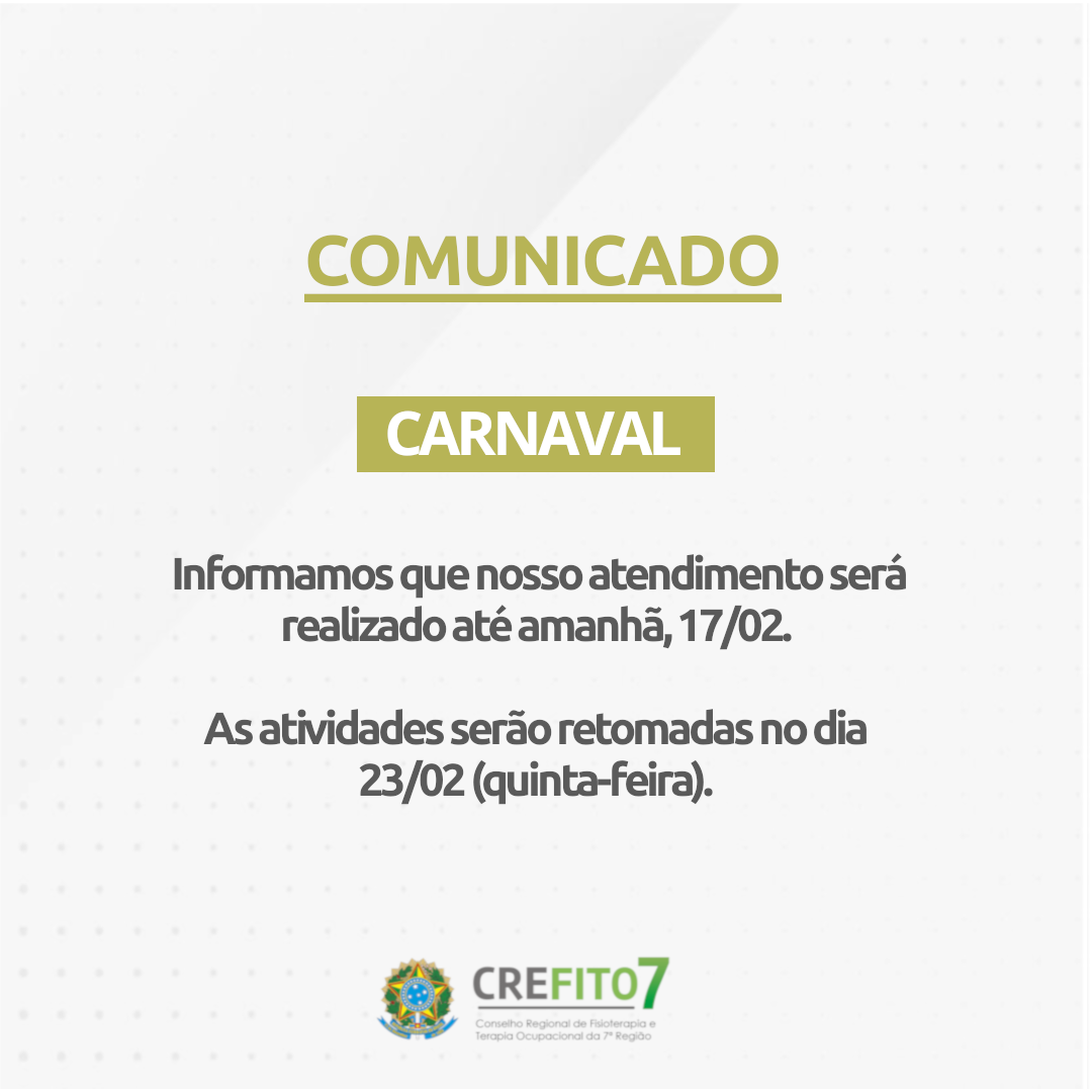 COMUNICADO - CARNAVAL